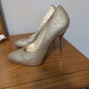 Stuart Weitzman Sabia Gold Heels